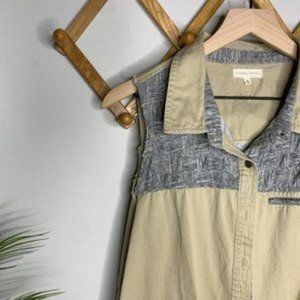 Gilded Intent Tan Gray Twill Sleeveless Shirt L